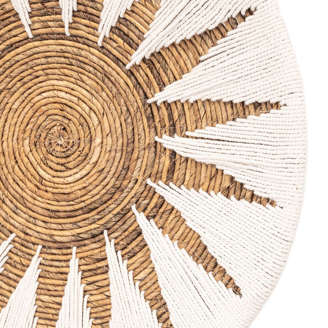 Panier mural décoratif pour bananes | Blanc et naturel 40cm