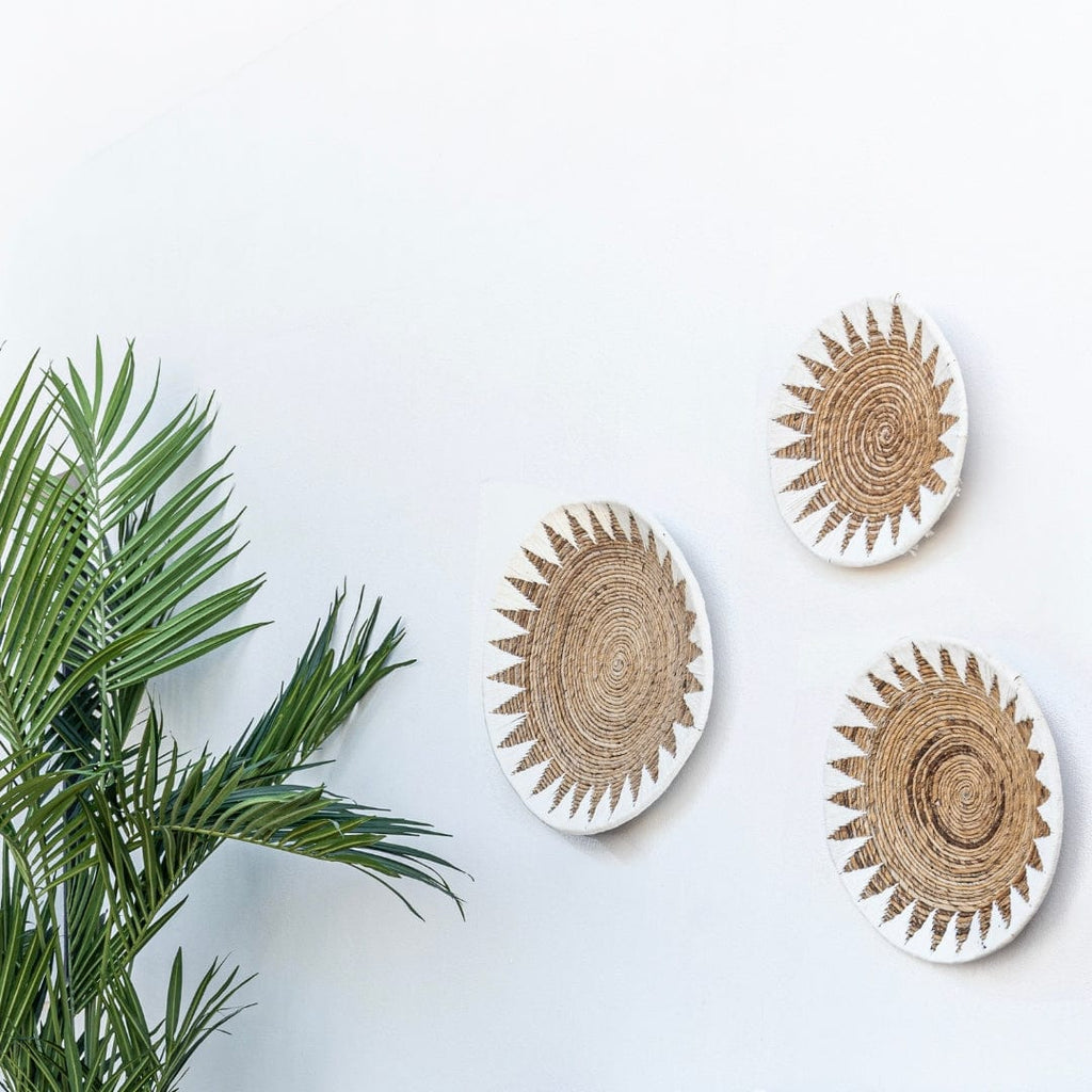 Panier mural décoratif pour bananes | Blanc et naturel 40cm