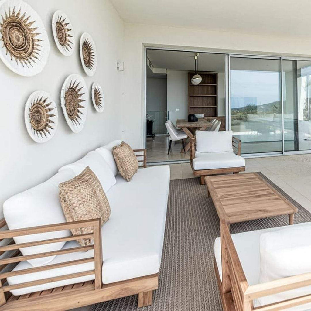 Panier mural décoratif en forme de banane | Blanc et naturel 60cm