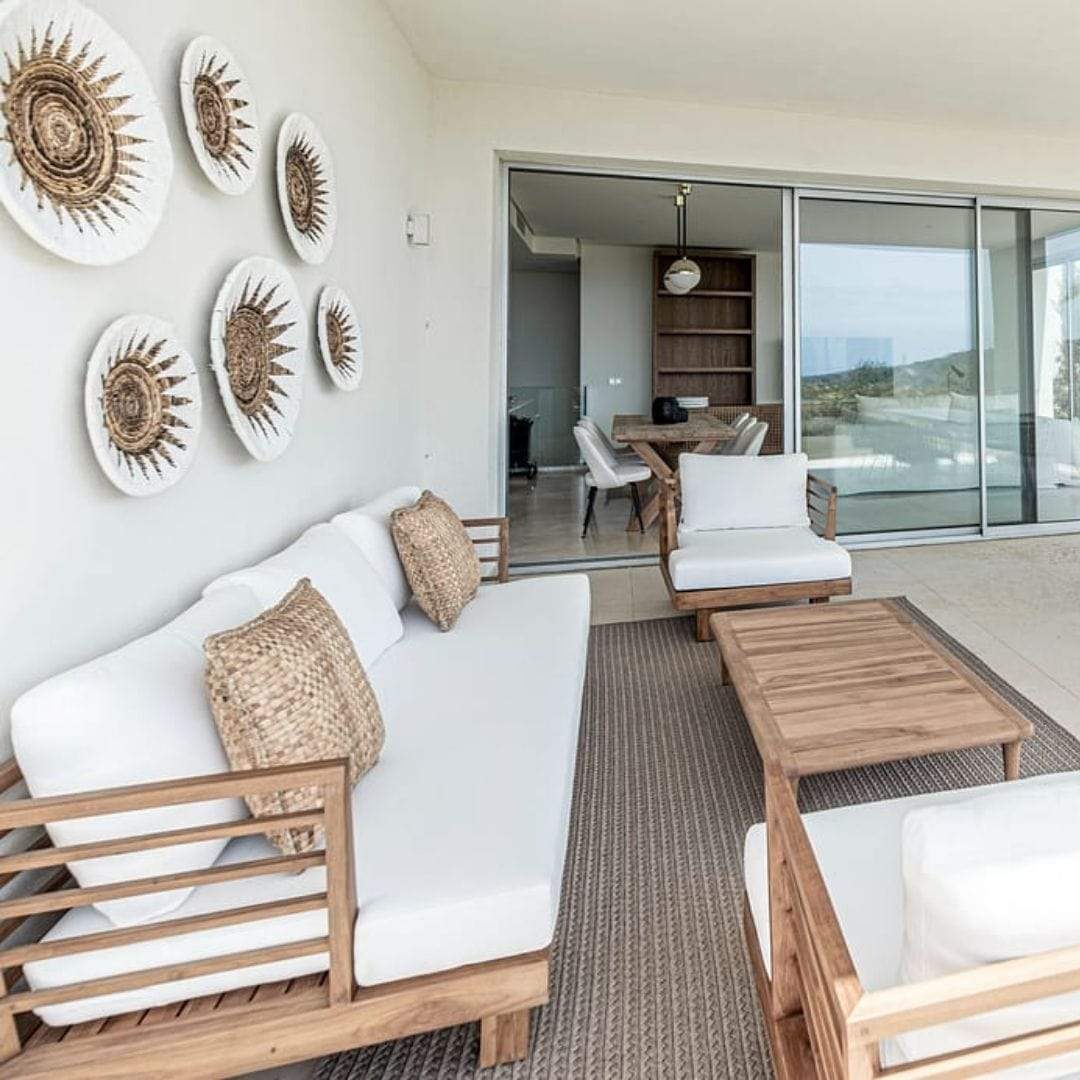 Panier mural décoratif en forme de banane | Blanc et naturel 60cm