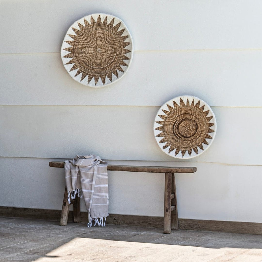 Panier mural décoratif en forme de banane | Blanc et naturel 60cm