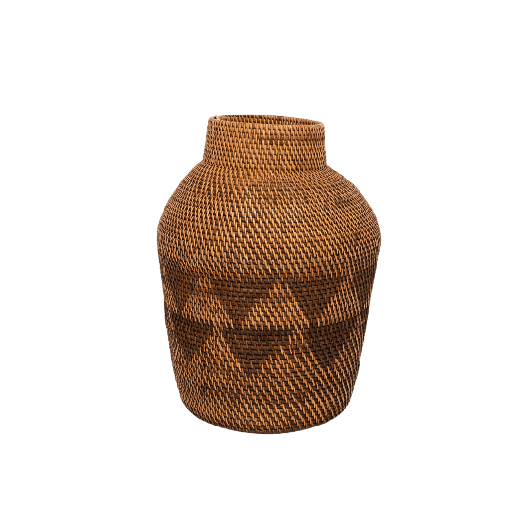 Panier tribal noir à motifs | 50cm