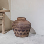 Panier tribal noir à motifs | 70cm