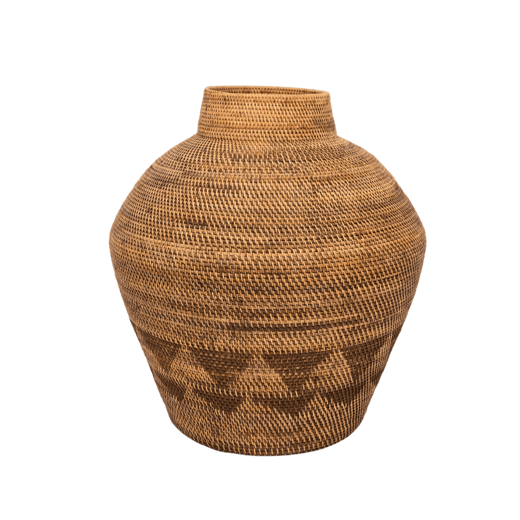 Panier tribal noir à motifs | 70cm