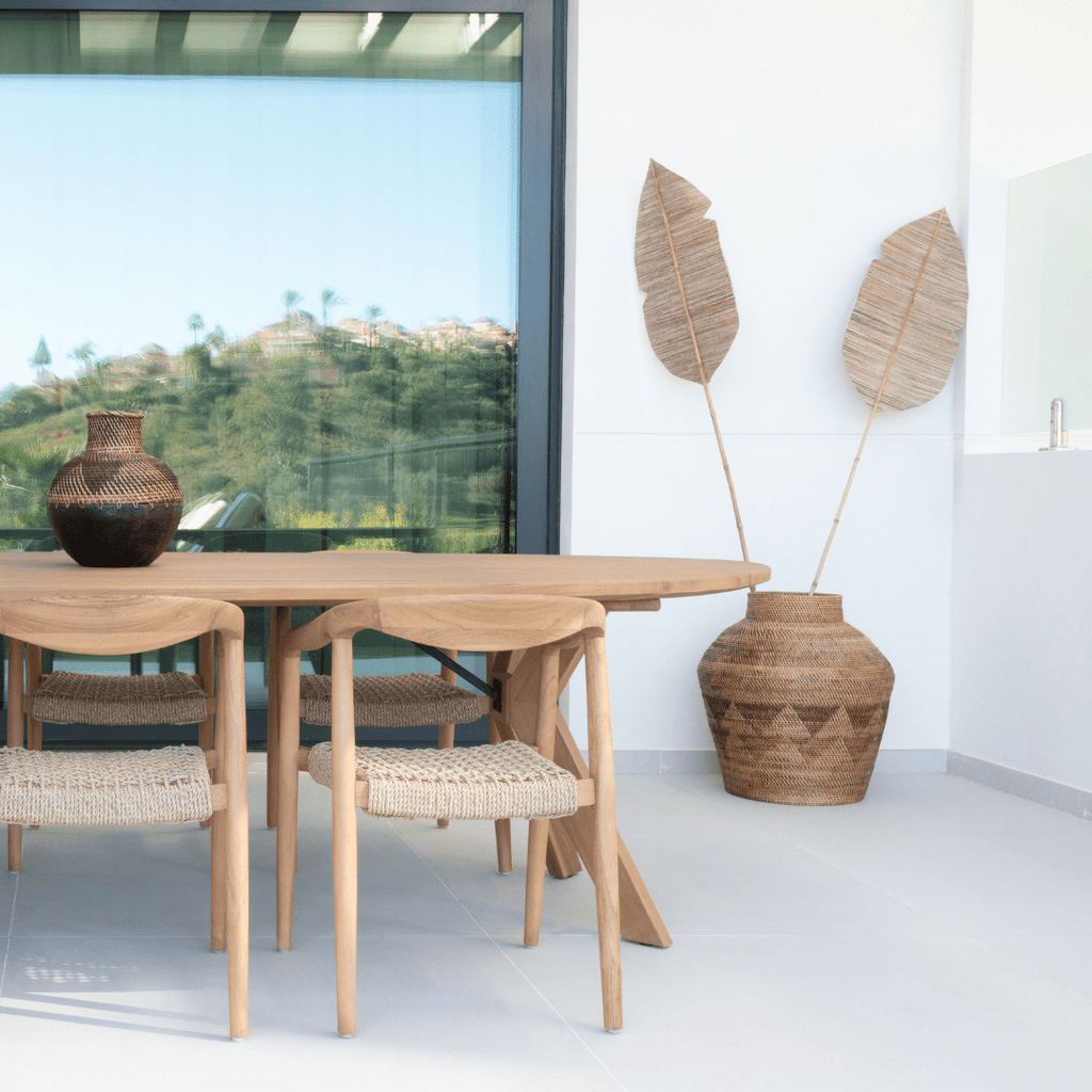 Panier tribal noir à motifs | 70cm