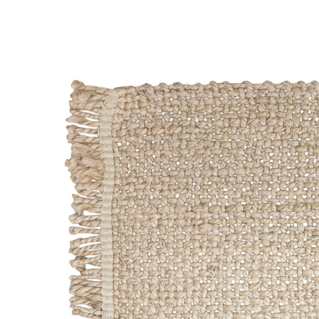 Tire-bouchon en jute tressée avec bordure contrastée, naturel clair