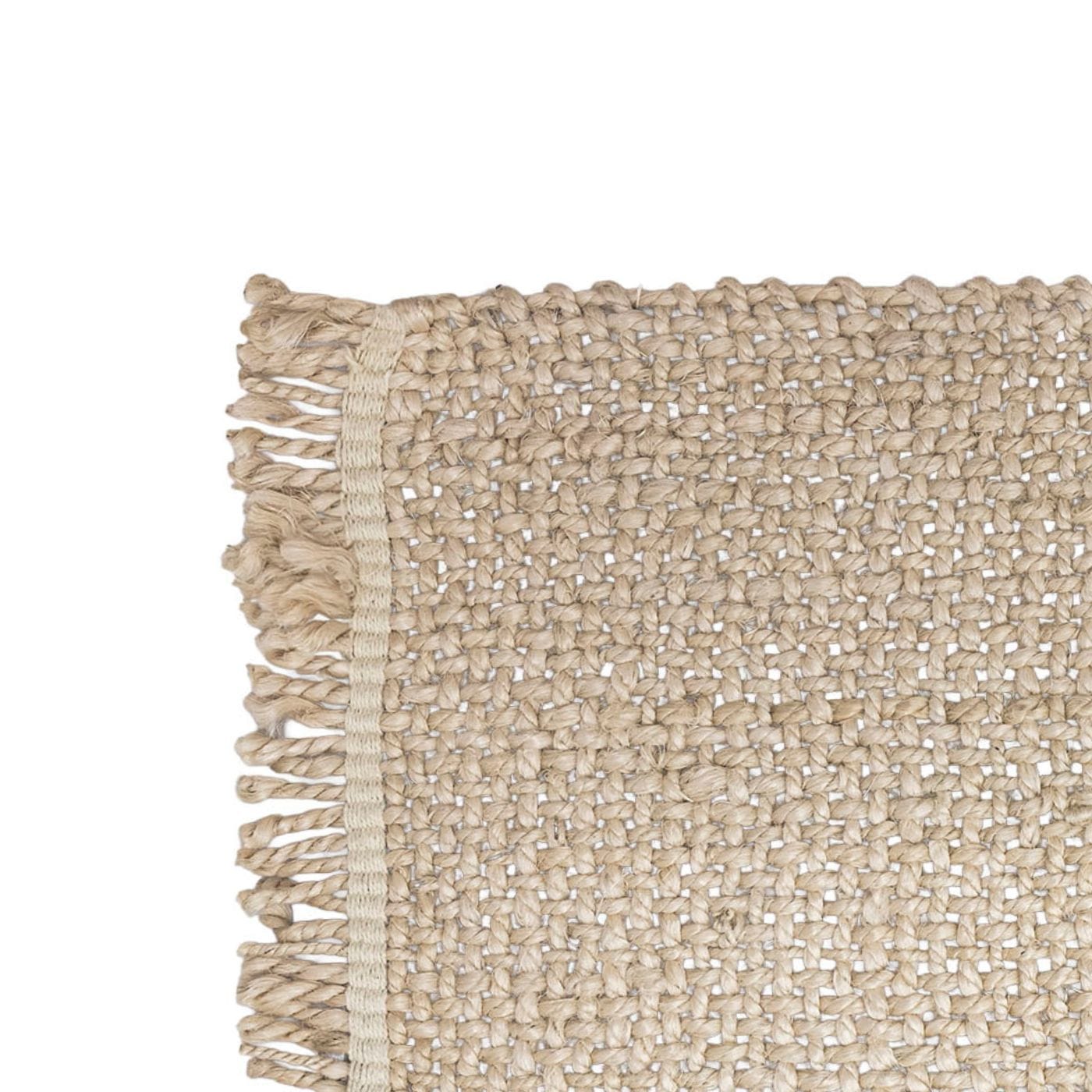 Tire-bouchon en jute tressée avec bordure contrastée, naturel clair