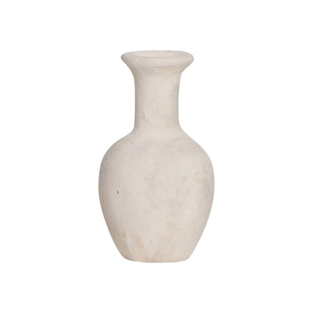 Vase en papier mâché et craie | Blanc 7x13cm