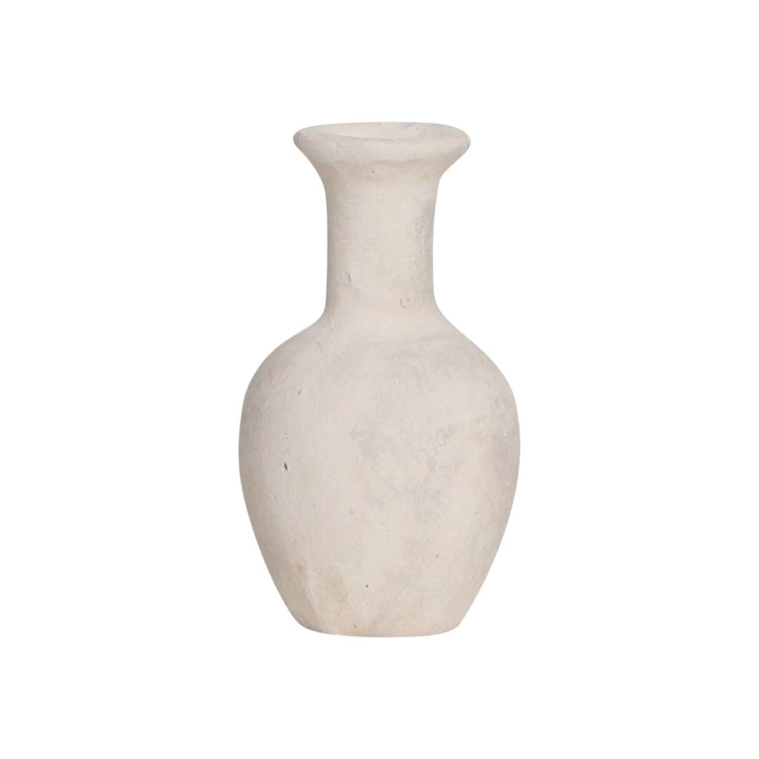 Vase en papier mâché et craie | Blanc 7x13cm