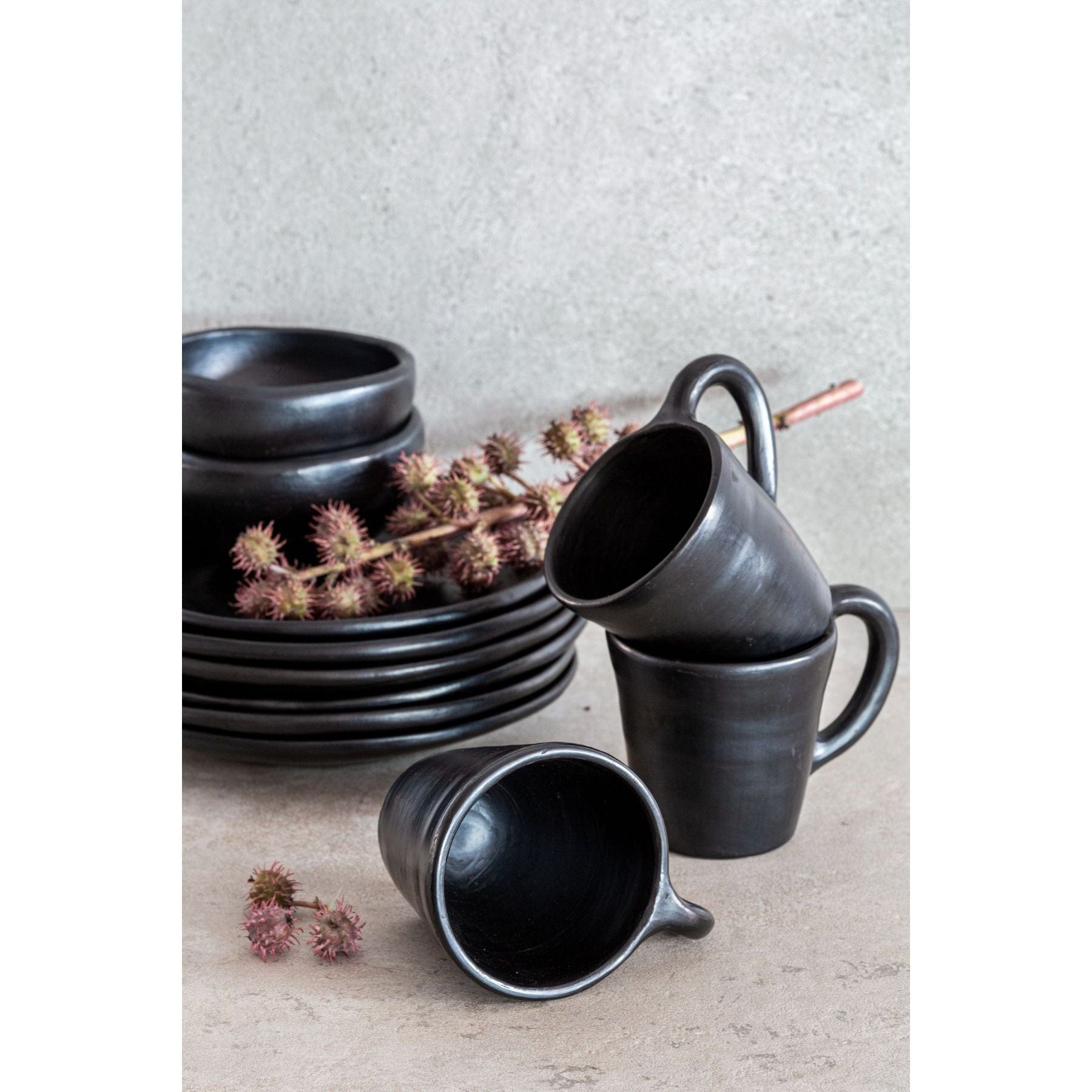 Plaque plate en argile | Noire 24,5 cm