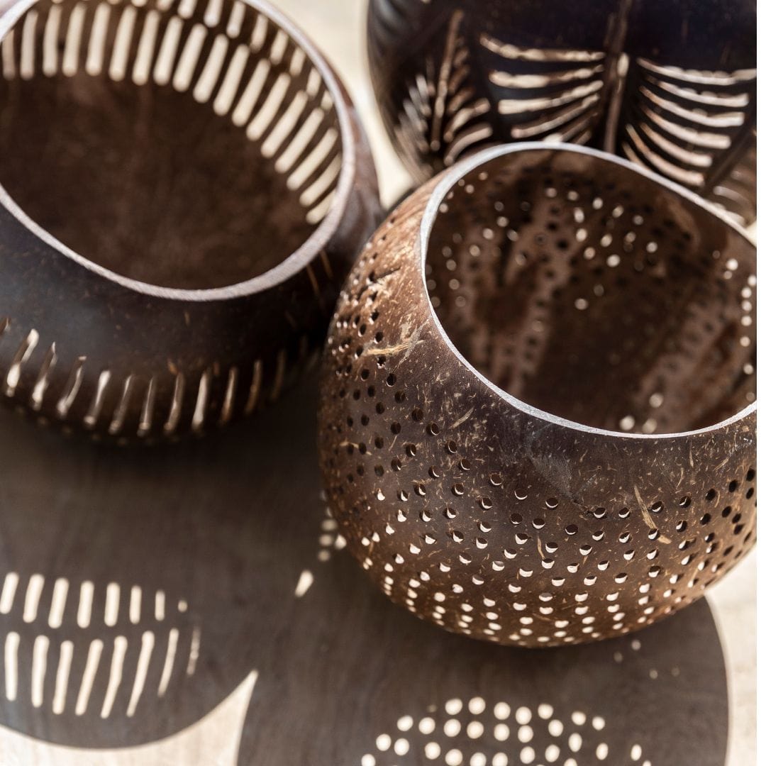 Porte-bougie en forme de théière à la noix de coco