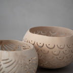 Porte-bougie en forme de noix de coco | Naturel 12x10cm