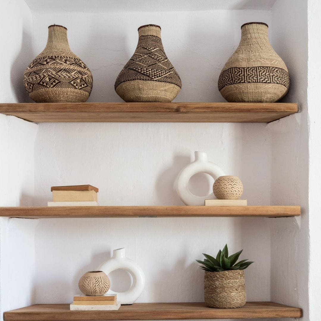 Porte-bougie en forme de noix de coco | Fond ouvert | Naturel 12x10cm