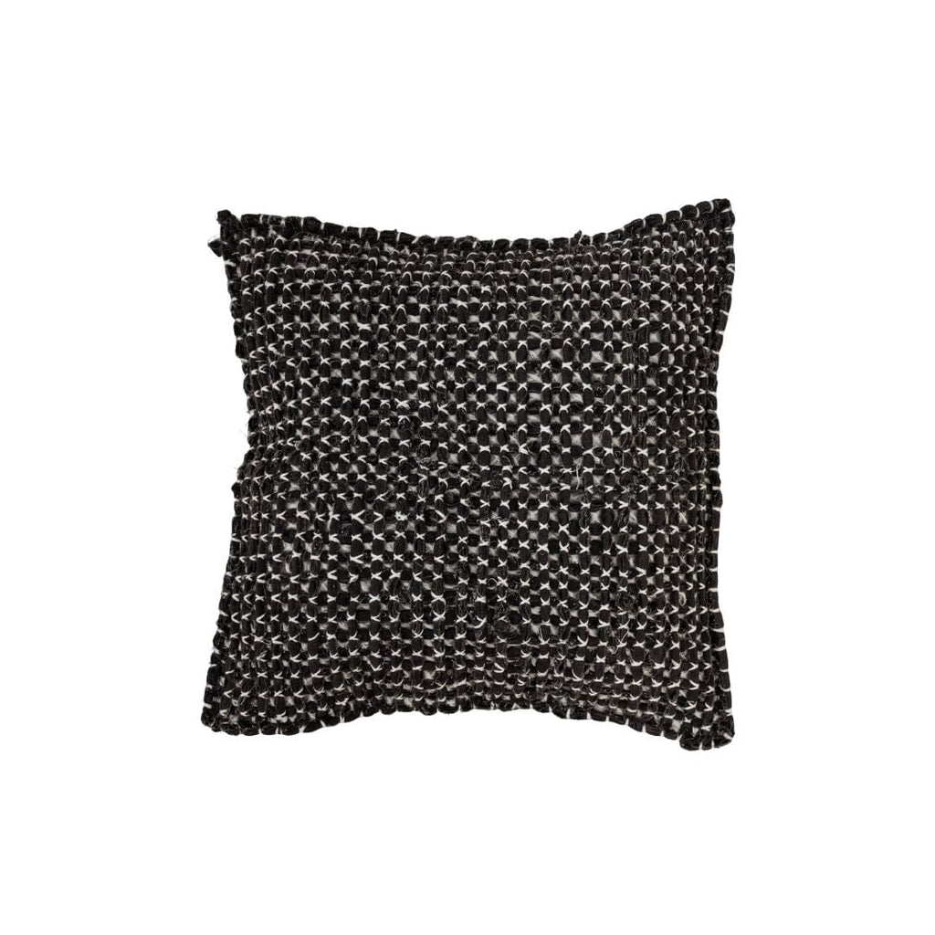 Fronce de coussin en coton fantaisie | Noir 50x50cm
