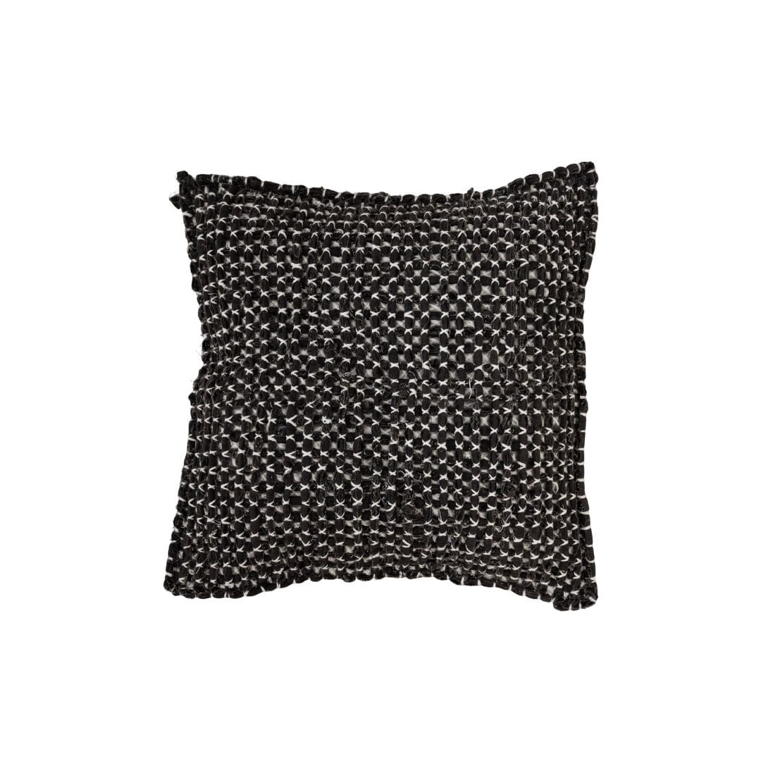 Fronce de coussin en coton fantaisie | Noir 50x50cm