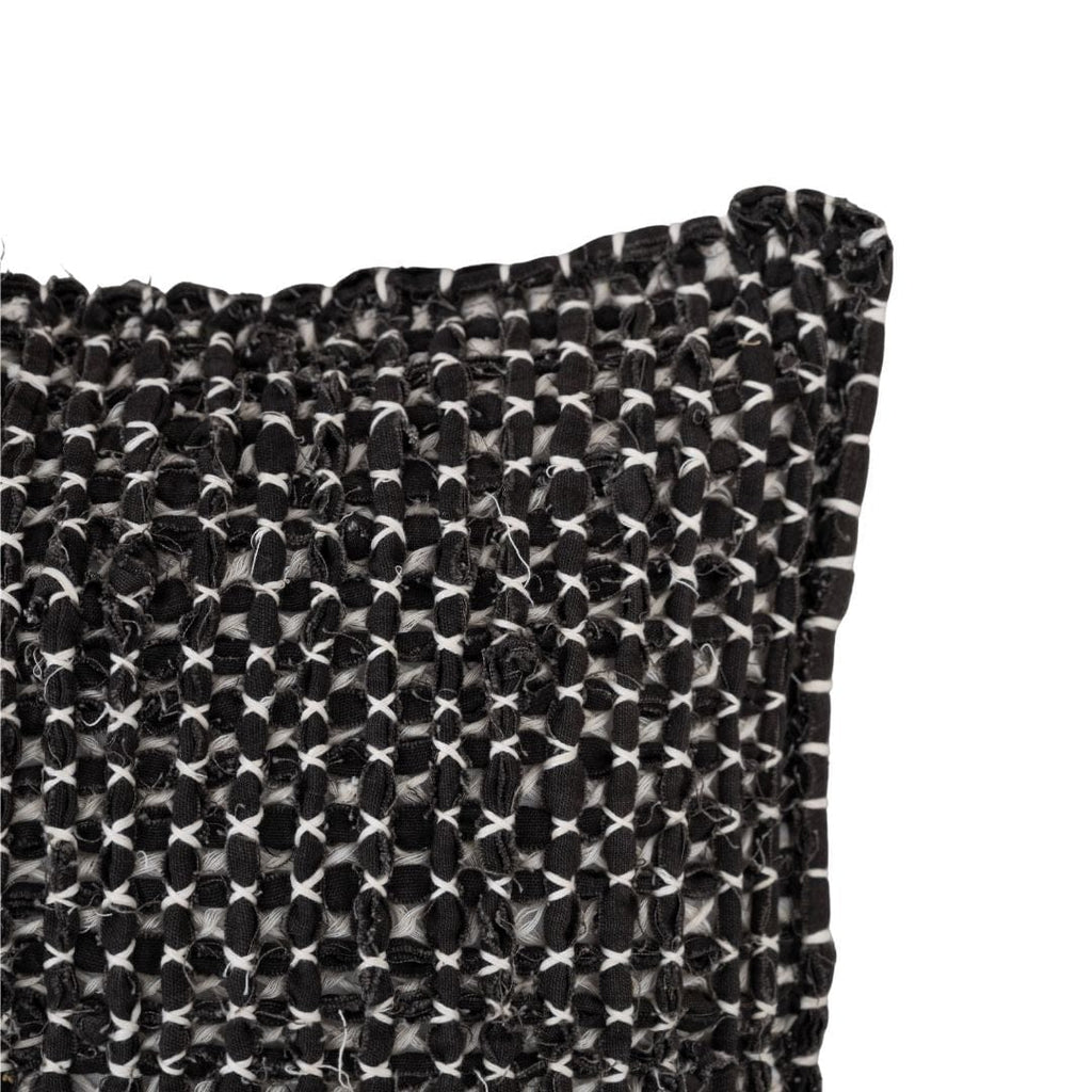 Fronce de coussin en coton fantaisie | Noir 50x50cm