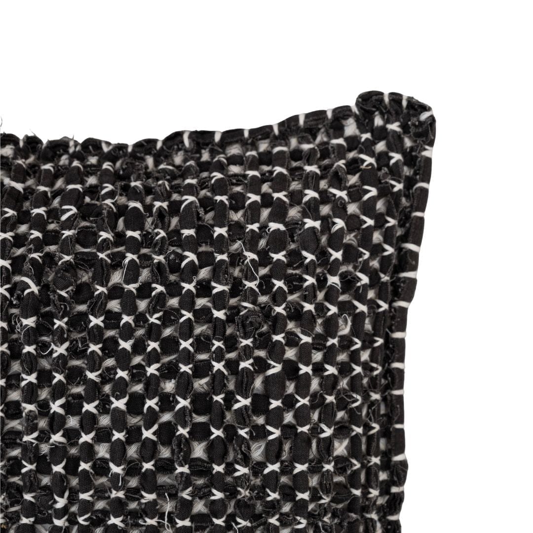 Fronce de coussin en coton fantaisie | Noir 50x50cm