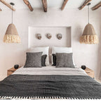 Fronce de coussin en coton fantaisie | Noir 50x50cm