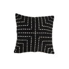 Fronce de coussin en coton, surpiqûres multiples | Noir 50x50cm