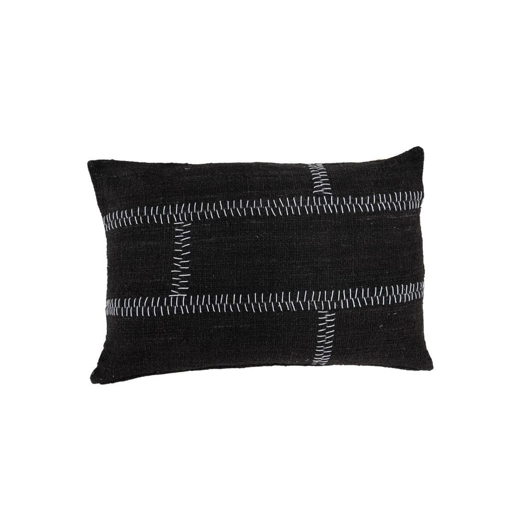 Fronce de coussin en coton, couture rustique | Noir 40x60cm