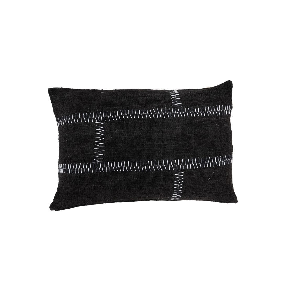 Fronce de coussin en coton, couture rustique | Noir 40x60cm