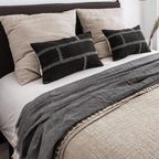 Fronce de coussin en coton, couture rustique | Noir 40x60cm