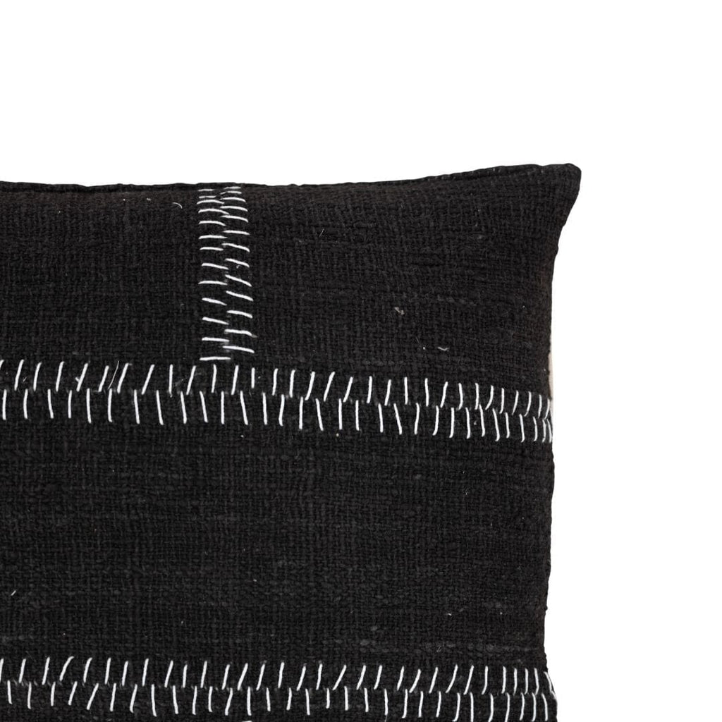 Fronce de coussin en coton, couture rustique | Noir 40x60cm