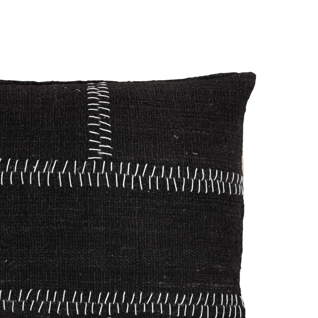 Fronce de coussin en coton, couture rustique | Noir 40x60cm