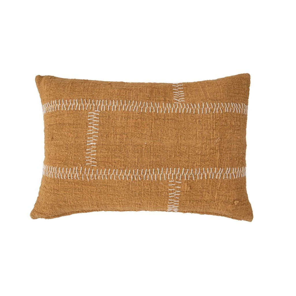 Fronce de coussin en coton, couture rustique | Moutarde 40x60cm
