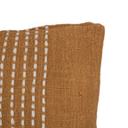 Housse de coussin en coton avec empiècement brodé | Moutarde 50x50cm