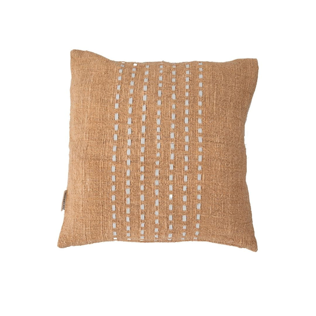 Housse de coussin en coton avec empiècement brodé | Couleur avoine 50x50cm