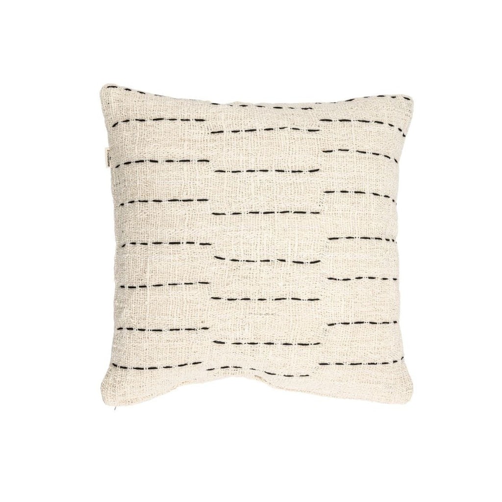 Fronce de coussin en coton Soraya à rayures | Blanc cassé | 50x50cm