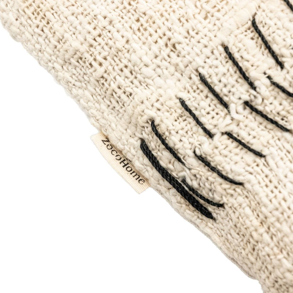 Fronces de la housse de coussin en coton Soraya | Blanc cassé | 40x60cm