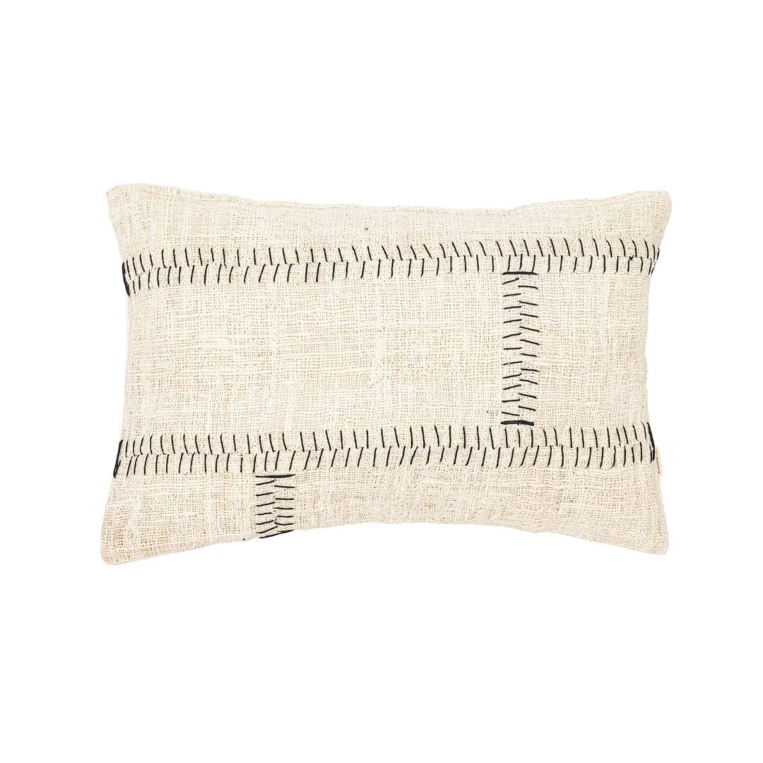 Fronces de la housse de coussin en coton Soraya | Blanc cassé | 40x60cm