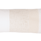 Coussin en lin et coton patchwork | Blanc / Naturel 80x30cm