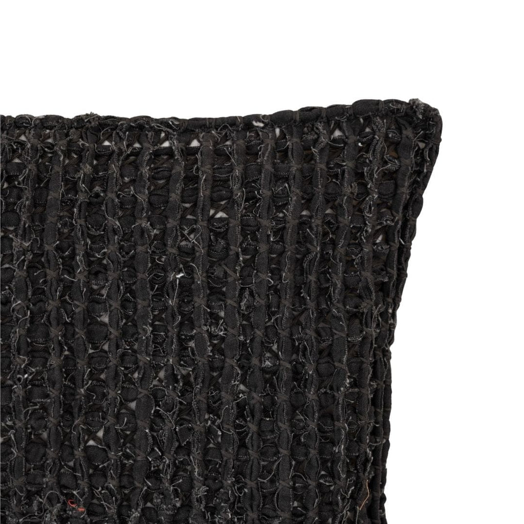 Finition macramé en coton pour housse de coussin | Anthracite 50x50cm