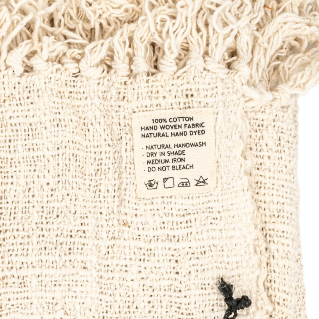 Surplapis en coton Soraya, motif zigzag | Blanc cassé | 235x130cm