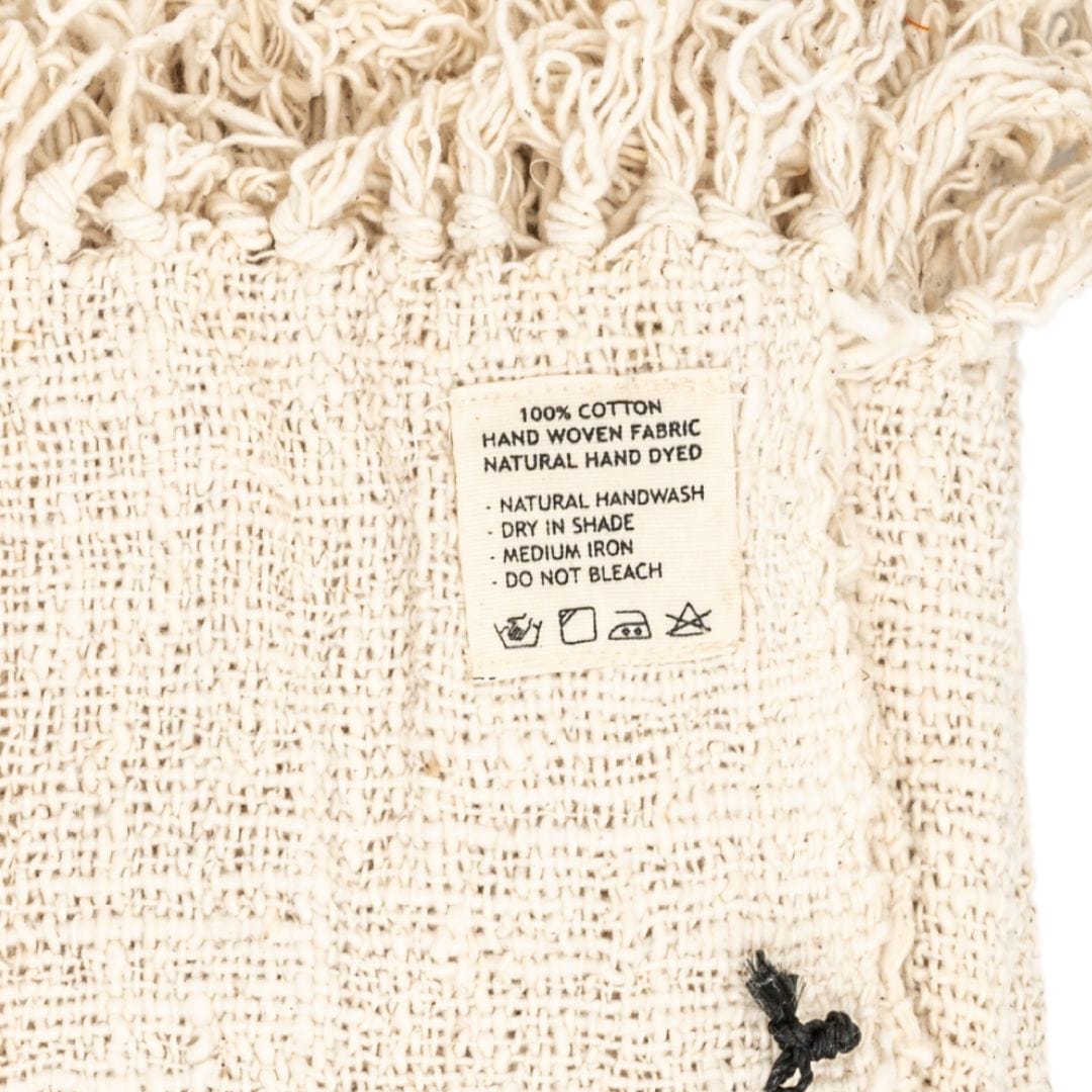 Surplapis en coton Soraya, motif zigzag | Blanc cassé | 235x130cm