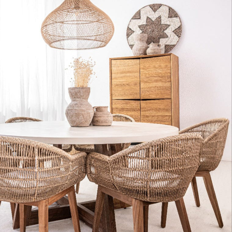 Table à manger en microciment Dara | 120 cm | Sable