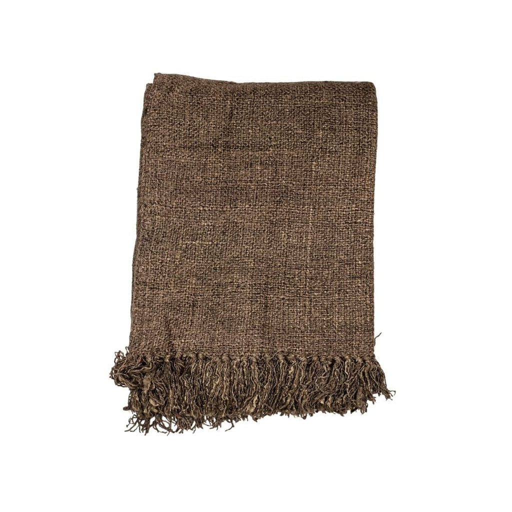Etera Couverture à franges marron