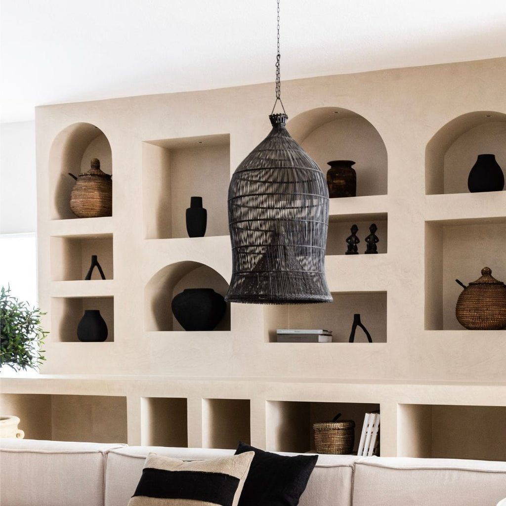 Abat-jour en forme de piège à poissons | Noir