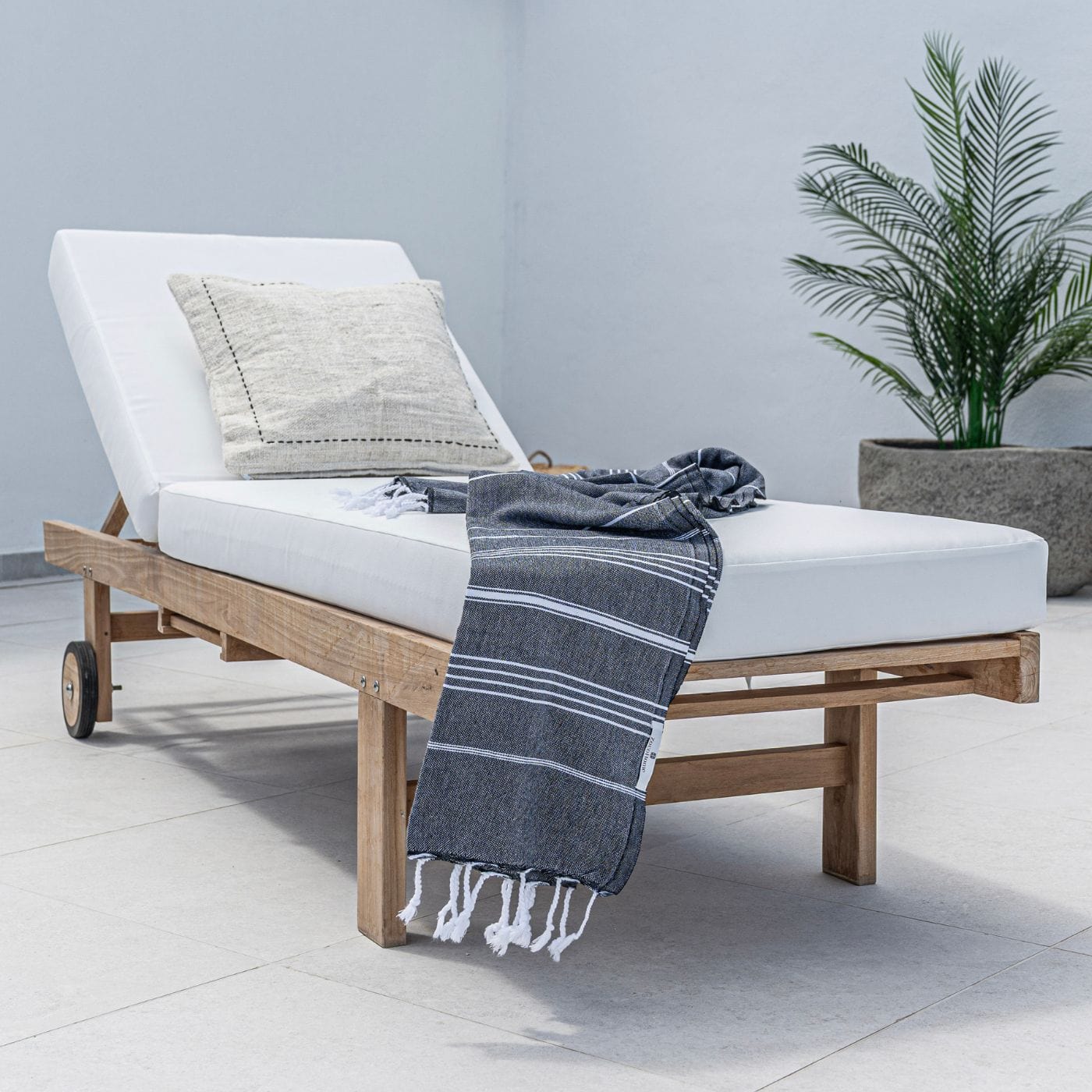 Serviette Fouta à rayures | Noire 90x175cm