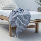 Serviette Fouta à rayures | Gris anthracite 90x175cm