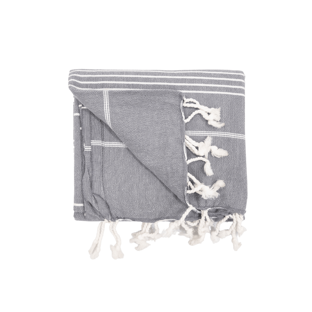 Serviette Fouta à rayures | Gris anthracite 90x175cm
