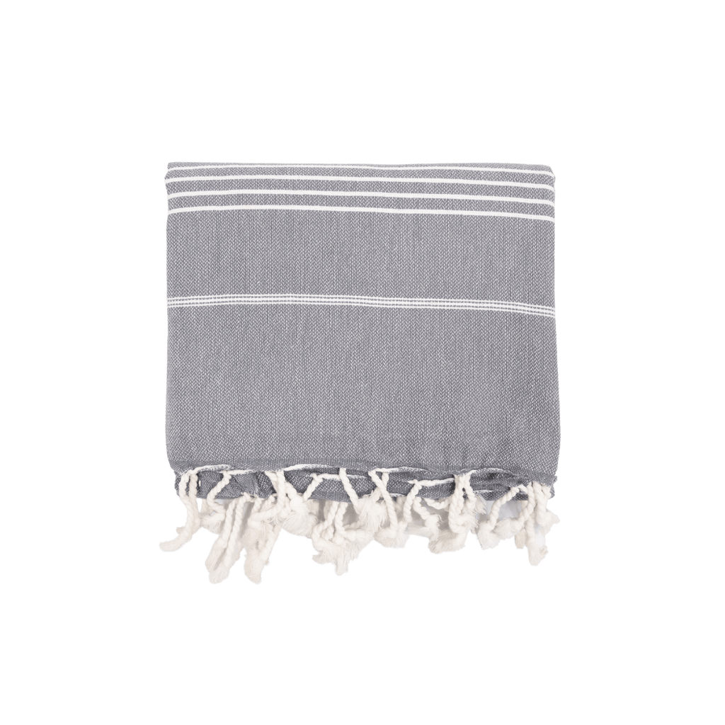 Serviette Fouta à rayures | Gris anthracite 90x175cm