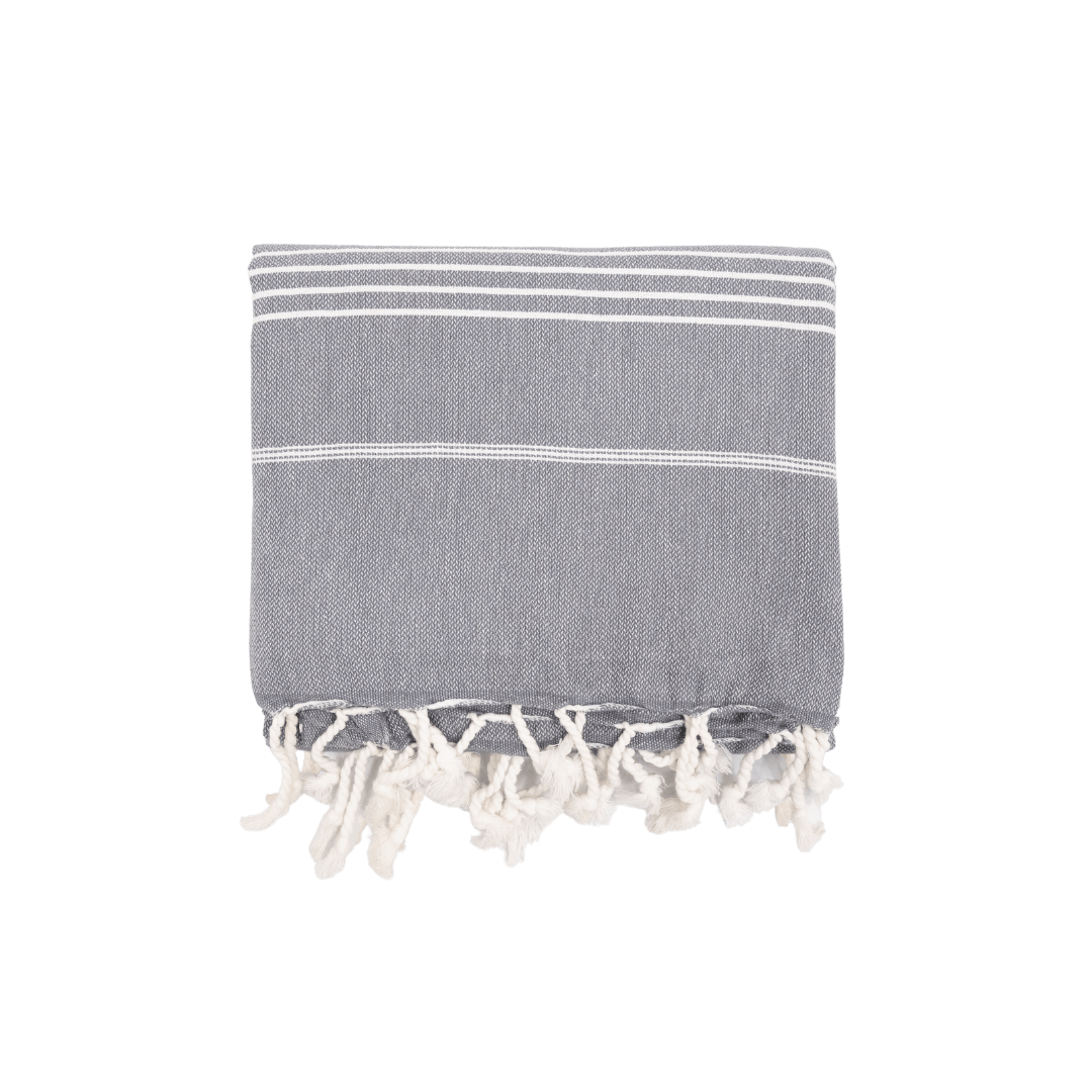 Serviette Fouta à rayures | Gris anthracite 90x175cm