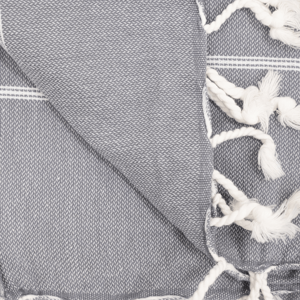 Serviette Fouta à rayures | Gris anthracite 90x175cm