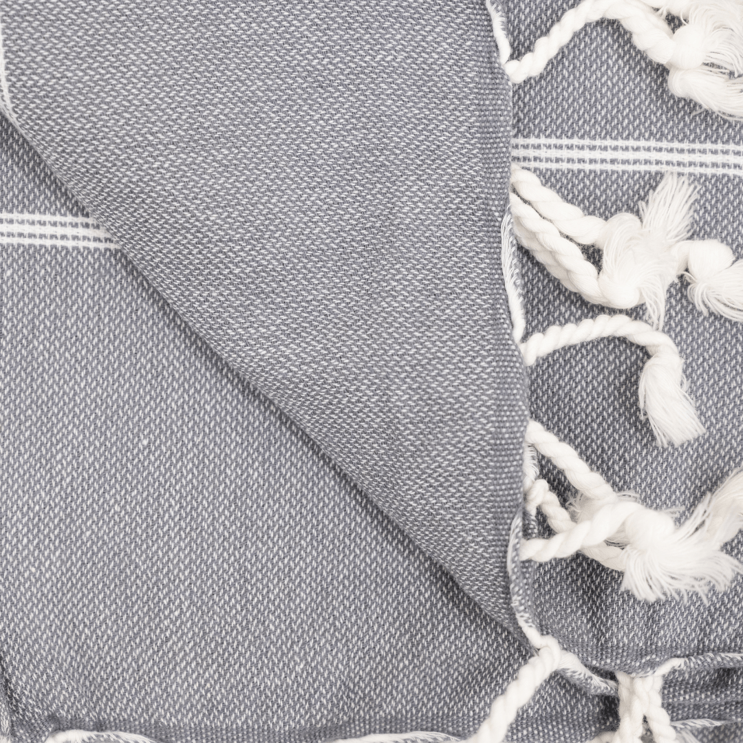 Serviette Fouta à rayures | Gris anthracite 90x175cm