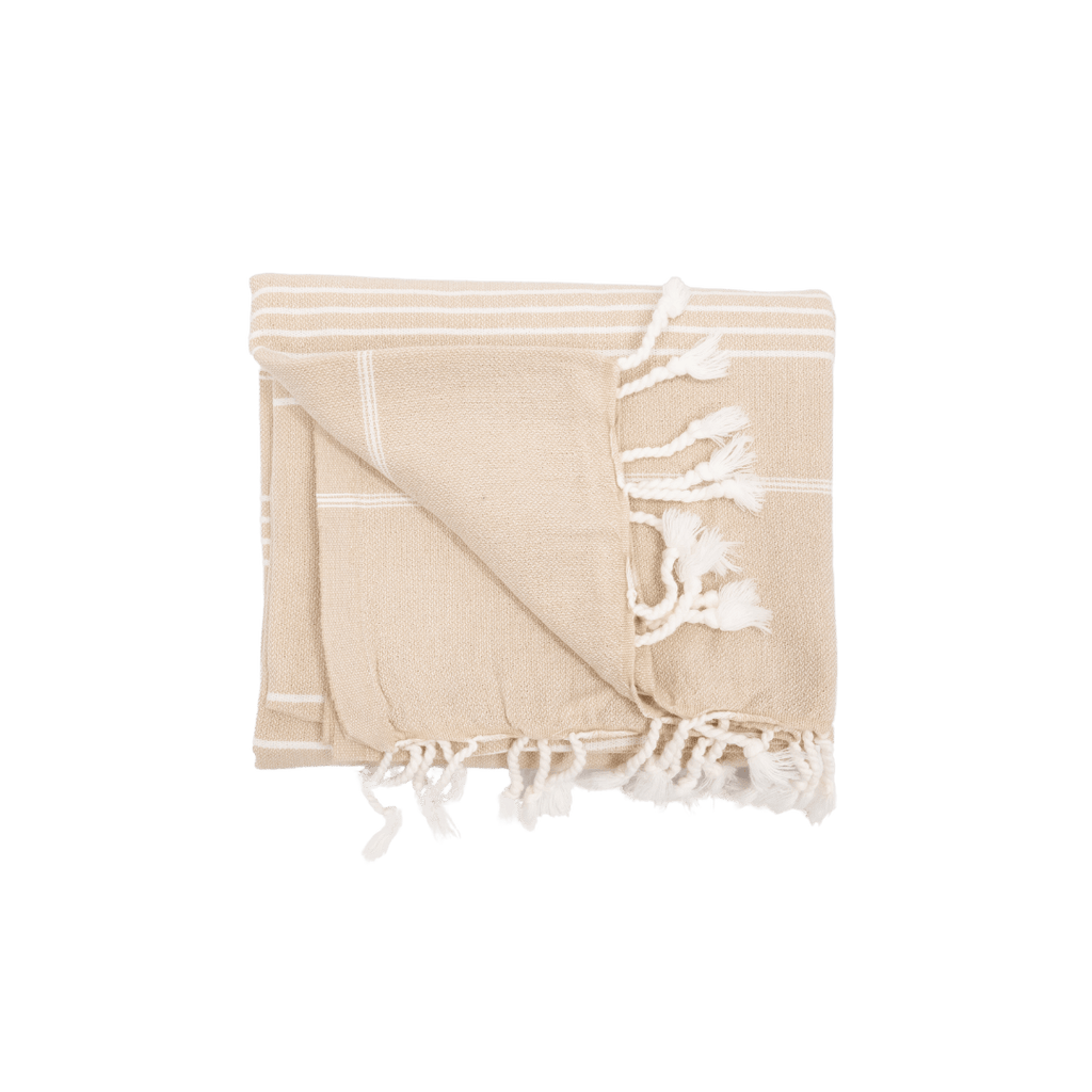 Serviette Fouta à rayures | Sable 90x175cm
