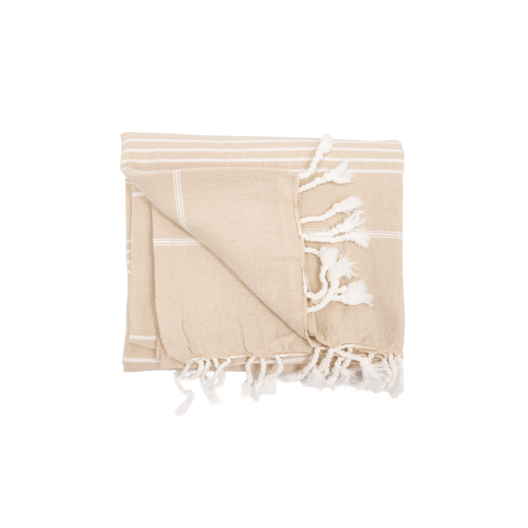 Serviette Fouta à rayures | Sable 90x175cm